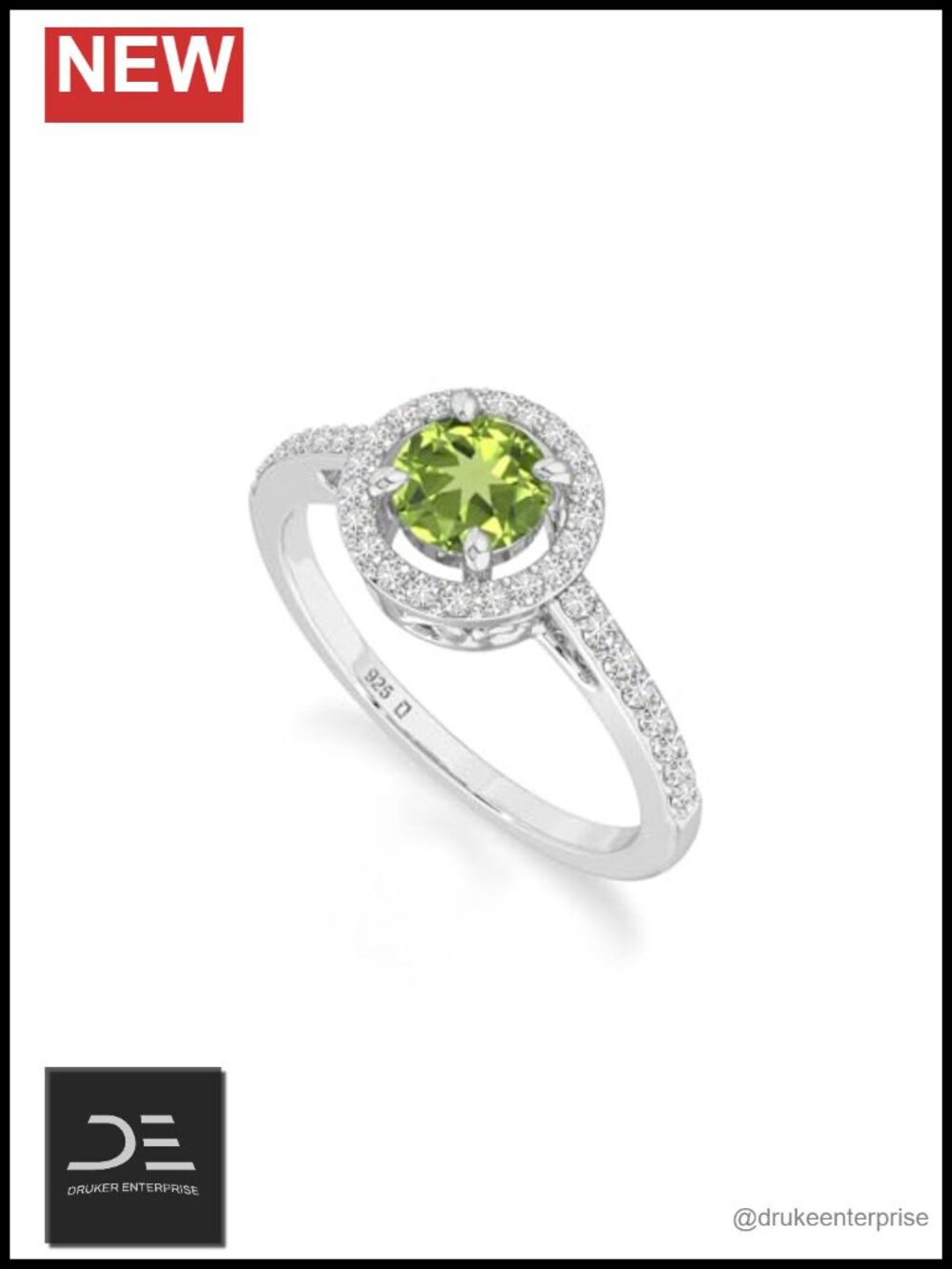 Natural Gemstone Halo Ring 925 Sterling Silver Vermeil Prong Set